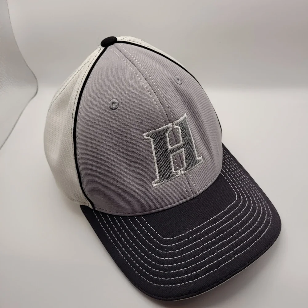 Richardson 172 Flexfit Hat Grey White Mesh Back Embroidered Letter H LG-XL Cap